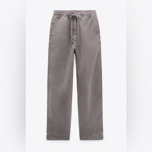 NWT ZARA Casual Barrel Trousers in Light Taupe S